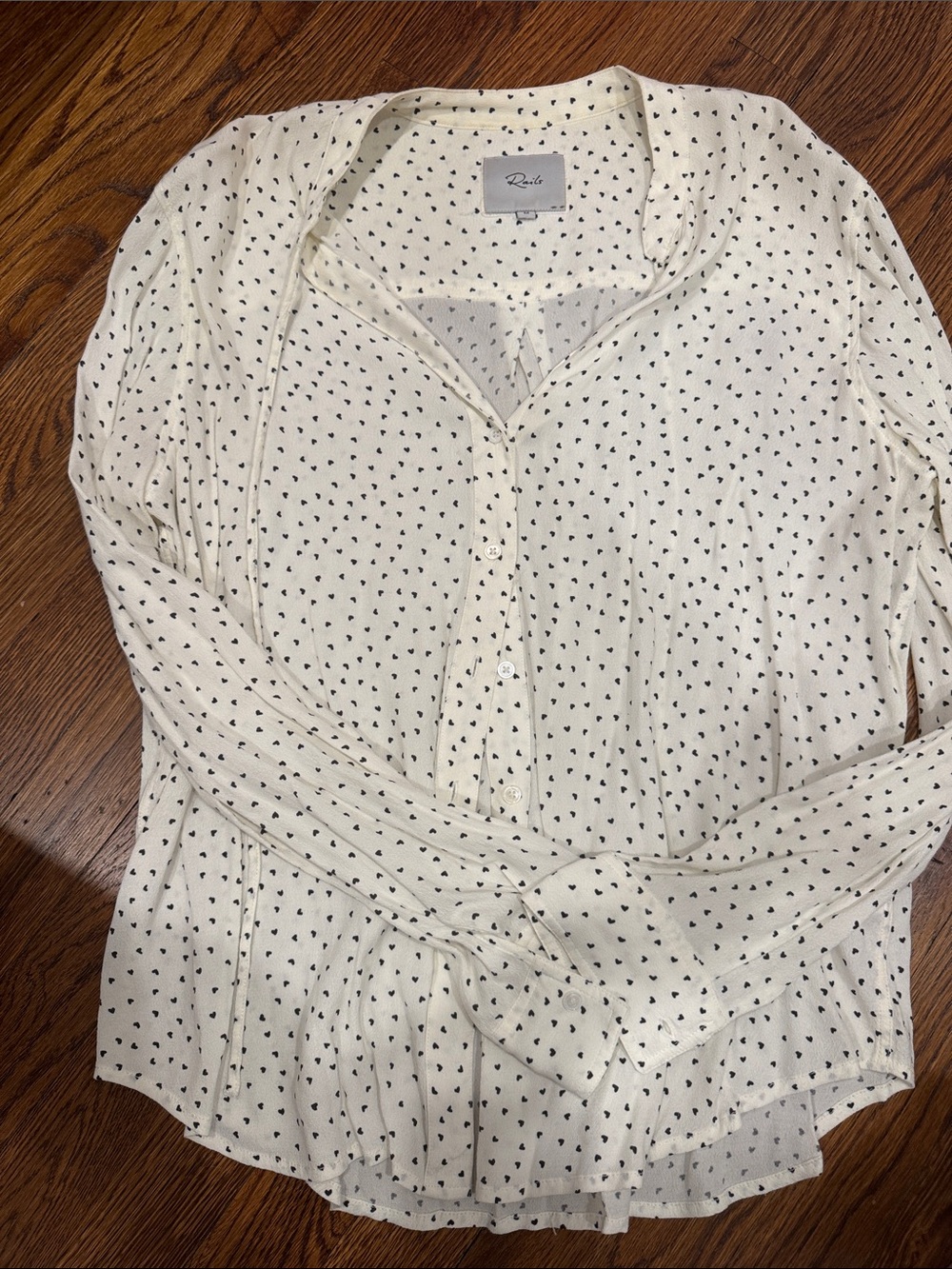 Rails Cream Blouse with Black Heart Print